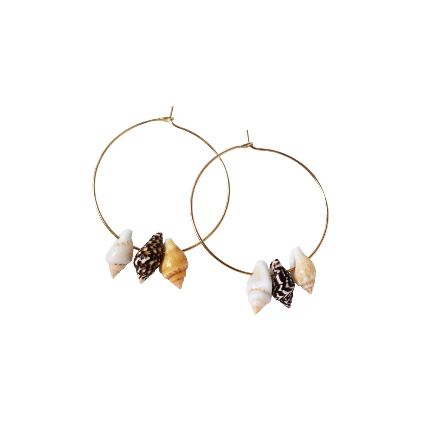 Triple Mini Shell Gold Hoop Earrings | by Ifemi Jewels