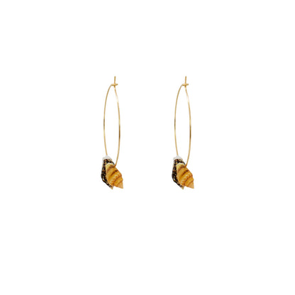 Triple Mini Shell Gold Hoop Earrings | by Ifemi Jewels